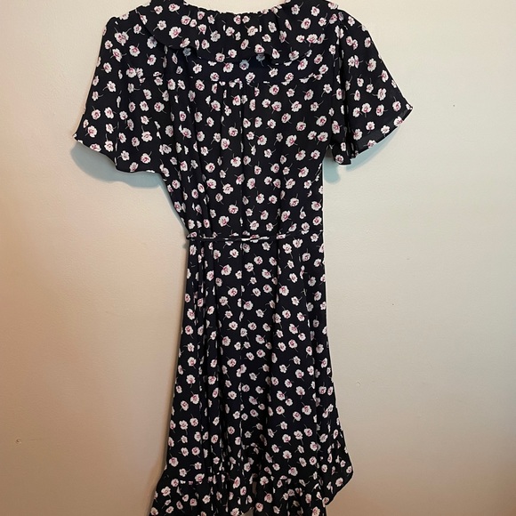 Francesca’s Blue and Floral Wrap Dress - Picture 5 of 7